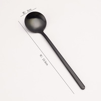 Cuillères en acier inoxydable de qualité alimentaire, couleur noire, manche long de 15 cm, durables, lavables au lave-vaisselle, pour le camping et la maison