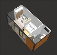 Nouvelle conception de maison conteneur de luxe, appartement conteneur avec une chambre et une salle de bain