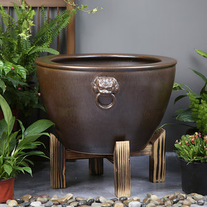 <span class=keywords><strong>ปลาทอง</strong></span>เซรามิกจิ่งเต๋อเจิ้น พร้อมฐานไม้เนื้อแข็ง ดีไซน์ภูมิทัศน์จีน ตู้ปลาขนาดใหญ่สำหรับใช้ในสวน - Product Image 4