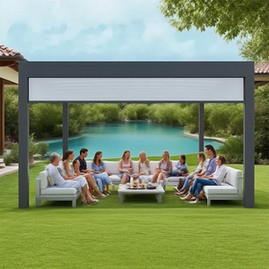 Thiết kế hiện đại cơ giới có thể thu vào ngoài trời pergola Zip theo dõi Patio Màn hình Windproof PVC con lăn Rèm Skylight cửa sổ đồng bằng - Product Image 2