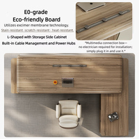 Bureau de direction moderne de luxe, table de bureau haut de gamme pour PDG, grand bureau en L avec rangement et gestion des câbles