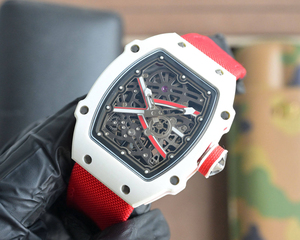 Trendy Waterproof Fashion <b>Watch</b> <b>Skeleton</b> Design White Ceramic Case Canvas Strap Sports Men's <b>Automatic</b> WatchWatch - Product Image 2