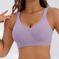 Soutien-gorge sans couture à couvrance totale pour femme avec coussinets amovibles, couleur unie, finition lisse, en nylon doux, dos élégant, pour le sport et le sommeil