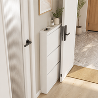 ASSOC Meuble à chaussures étroit et écologique, 3-4 niveaux, peu encombrant, en acier, avec compartiments inclinables, organisateur de chaussures moderne pour entrée d'appartement