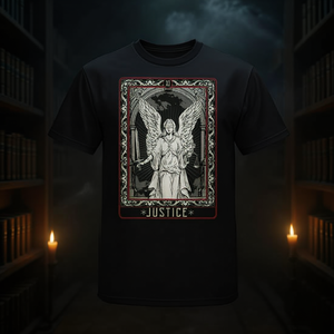 T-shirt Justice Tarot Card noir unisexe taille adulte moyenne - Product Image 3