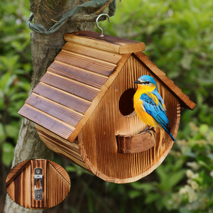 Natuurlijk Houten Modern Vogelnest Met Haken Multi-Functioneel Bespaar Ruimte Milieuvriendelijk Vogelhuisje Voor Honingraatontwerp In De Tuin - Product Image 2