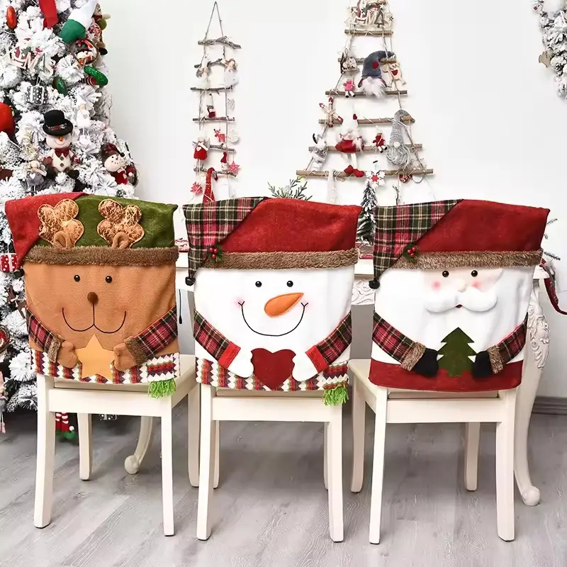 Nicro Festival de Navidad Santa cocina Mesa silla cubierta decoración del hogar cocina roja cubierta trasera lavable banquete sillas cubierta