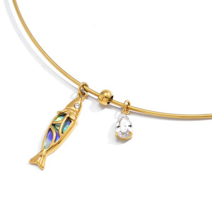 Stainless Steel Choker With <b>Abalone</b> <b>Shell</b> And Zircon Pendant Women's Necklace Everyday Wear Fine Jewelry - Product Image 5