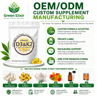 Elixir Vert Vitamine D3 10000 UI & K2 200mcg Gélules Molles avec Huile de Coco 300 Unités