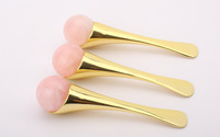 Rouleau de massage pour les yeux en quartz rose naturel, cuillère à double usage, bâton de massage facial en cristal pour l'application de crème pour les yeux