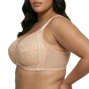 <span class=keywords><strong>Reggiseno</strong></span> minimizzatore senza ferretto con copertura completa, taglie forti, in pizzo floreale e rete laterale, non imbottito, coppe <span class=keywords><strong>D</strong></span> E F, per uso quotidiano - Ingrosso di fabbrica - Product Image 2