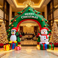 Arche gonflable de Noël pour centre commercial, décoration de vacances, Père Noël géant, bonhomme de neige, lumières LED, étanche, couleurs personnalisables, intégré