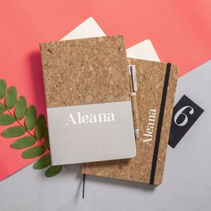 Hot Selling Personalized Logo Eco-Friendly Recycled Cork Cover Business Style <b>4</b>-<b>Color</b> Offset Printed Notebook Promotional Gift - Product Image 3