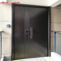 Porte d'entrée extérieure de villa en aluminium moulé, serrure intelligente de luxe moderne aux normes européennes