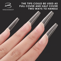 Uñas postizas de gel acrílico transparente de marca privada Winsome, puntas de gel suave de cobertura completa para dedos