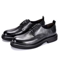 Nouvelles Chaussures Habillées en Cuir pour Hommes Style Britannique Printemps-Automne, à Semelle Épaisse Rehaussante, Idéales pour le Bureau, les Trajets Quotidien et les Mariages