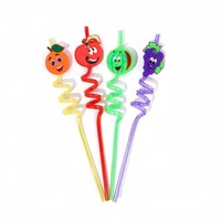 Paille en spirale créative en forme de fruit réutilisable en plastique de qualité alimentaire pour boissons froides pour enfants lors de fêtes