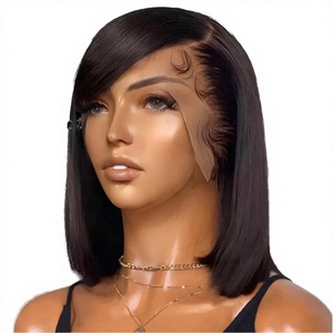 <span class=keywords><strong>Bob</strong></span>-Perücke 13x4 für Lace Front Remy-Haar Knochenglatte Kurze Perücken 100% Echthaar 180% Dichte Babyhaar Klebefrei - Product Image 3