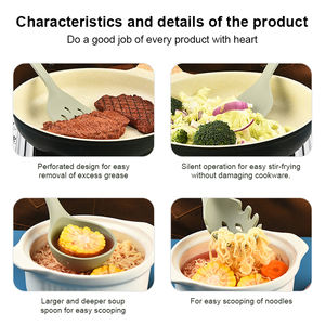 Nuevo juego de utensilios de cocina de silicona resistente al calor y apto para alimentos, que incluye cuchara y colador de silicona, ideal para cocinar y hornear. - Product Image 3