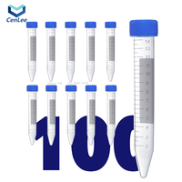 Tubes de centrifugation coniques en plastique PP stériles de 15 ml, haute transparence, avec bouchons à vis, zone d'écriture, non pyrogènes, sans DN/RNase