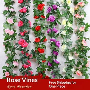 พวงมาลัยดอกกุหลาบประดิษฐ์จากพลาสติกและผ้าไหมสำหรับตกแต่งงานแต่งงานแขวนเพดานภายในอาคาร - Product Image 2