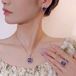 Trendy Eco-friendly Copper <b>Women</b> Fashion Jewelry <b>Set</b> 12*16-10*12mm Dried Rose Zircon Bird Nest Pendant Earrings <b>Ring</b> <b>Set</b> - Product Image 5