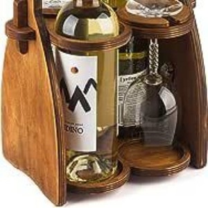 Estante de Madera para Vino, Porta Botellas de Cerveza Portátil, Diseño Retro, Juego para Servir Bebidas - Product Image 3