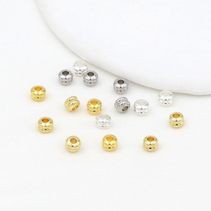 18K 14K Gold Plated <b>Copper</b> Spacer Beads Round Threaded For <b>Bracelet</b> Making D132 - Product Image 4