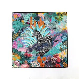 2022 High quality colorful printing 90*90cm polyester scarf women square shawl