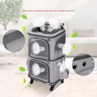 Poussette pour chat avec porte-bébé sur roues, deux animaux de compagnie, sacs séparés, double couche, sac à dos portable, grande capacité, chariot pour chiot