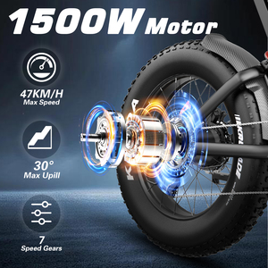 Bicicleta Eléctrica Todoterreno de 1500w 25ah 52v 20 Pulgadas, Bicicleta Híbrida para Adultos - Product Image 3