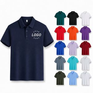 Polo brodé personnalisé pour hommes, à manches courtes, en tissu respirant, adapté aux uniformes d'équipe, idéal pour le golf et les tenues professionnelles - Product Image 1