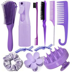 Set da 11 Pezzi <span class=keywords><strong>per</strong></span> <span class=keywords><strong>Parrucchiere</strong></span> e Barbiere: Pettini <span class=keywords><strong>per</strong></span> Capelli, Pettine a Denti Larghi <span class=keywords><strong>per</strong></span> Trucco, Flacone Spray ad Alta Pressione e Molletta a Fiore <span class=keywords><strong>per</strong></span> Uso in <span class=keywords><strong>Salone</strong></span> - Product Image 3