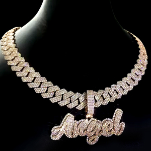 925 Sterling liontin malaikat perak lulus penguji berlian HipHop Iced Out liontin Moissanite kustom liontin nama huruf awal - Product Image 1