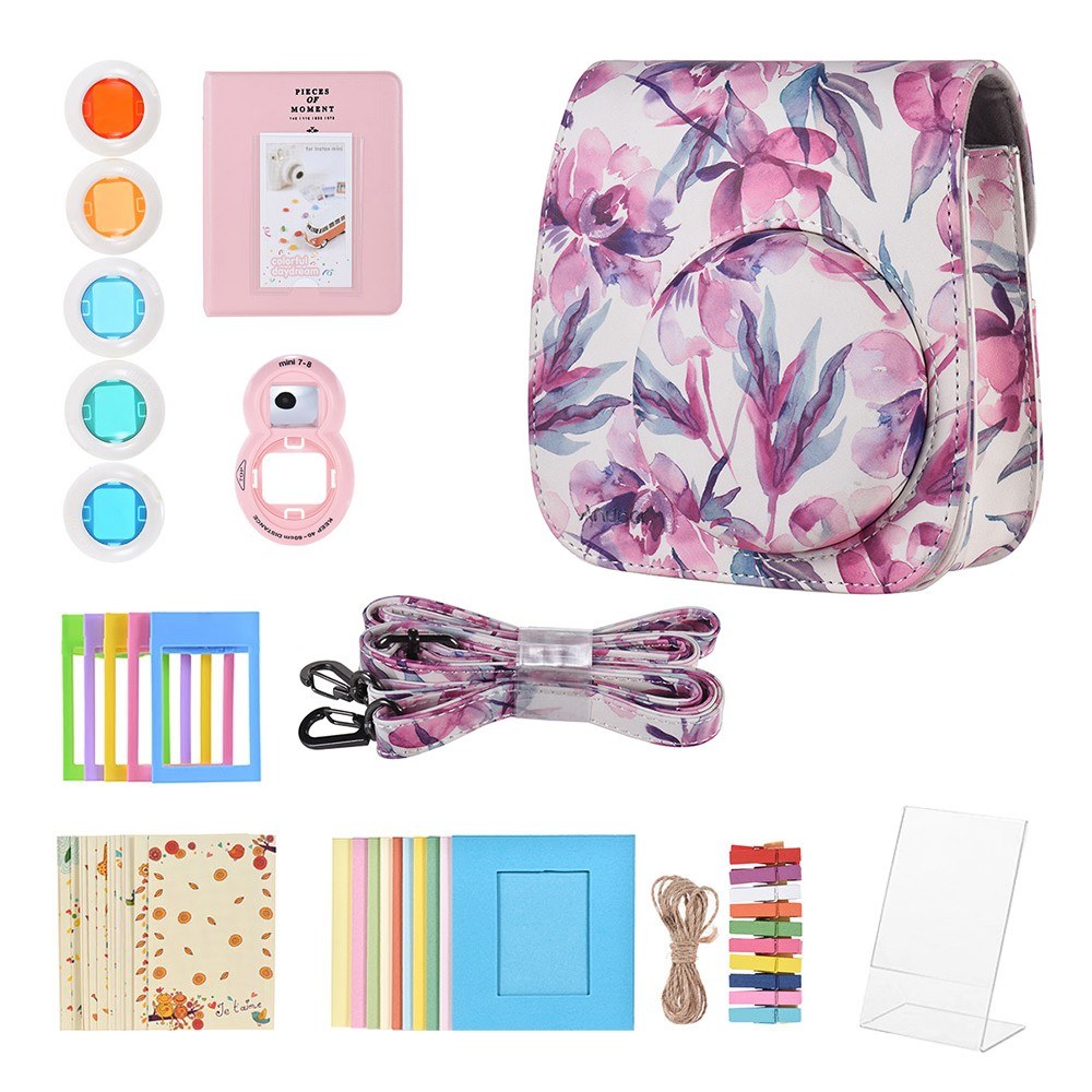 Комплект аксессуаров 8 в 1 для Fujifilm Instax Mini 9/8/8 +/8s с чехлом для камеры/Зеркало для селфи/фильтр/альбом/фоторамка/наклейка