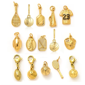 Golden Treasure Trove Collections | 18K PVD Gold Plated Stainless Steel <b>Charm</b> Pendants | Cupcake, Tennis Racket, & Peanut - Product Image 4