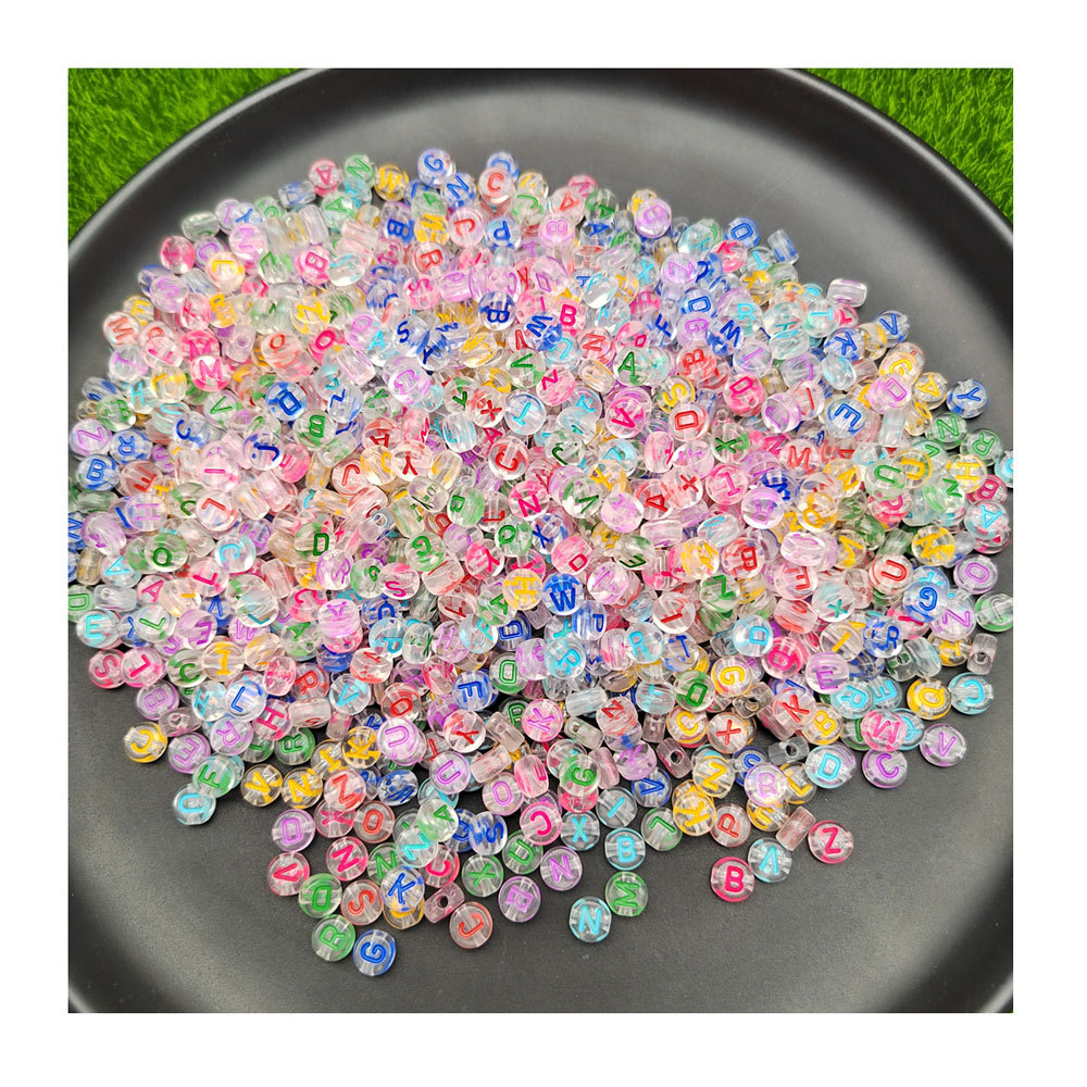 Beadthoven Lot De 300 Perles Rondes Et Plates En Acrylique Avec Un Cœur Coloré Pour La