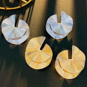 Layered Statement Earrings Extra Large Stainless Steel Women's Twisted Texture Fashion <b>Stud</b> Punk Party 14K Gold Plated Custom - Product Image 3