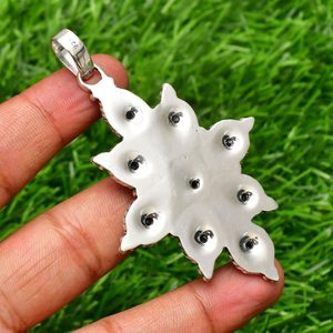 จี้แซฟไฟร์สีเงินแท้925ทำด้วยมือเครื่องประดับอัญมณีชุบทอง - Product Image 6