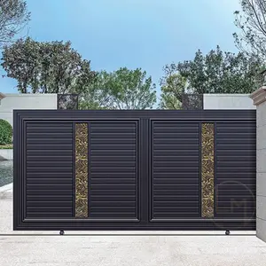 2022 nuovo Design cancelli da giardino altalena automatica/scorrevole cancello vialetto in alluminio pressofuso cancello cortile placcatura in oro per Villa