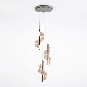 Modern Spiral Pendant Light LED Metal <b>Beige</b> <b>Shade</b> Warm White 3500K Surface Mounted Ceiling Fixture - Product Image 1