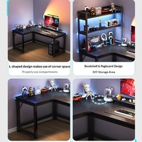 Bureau d'ordinateur en bois en forme de L avec étagère, table pour ordinateur portable, pour la maison, le gaming, le bureau, l'étude, modèle A029