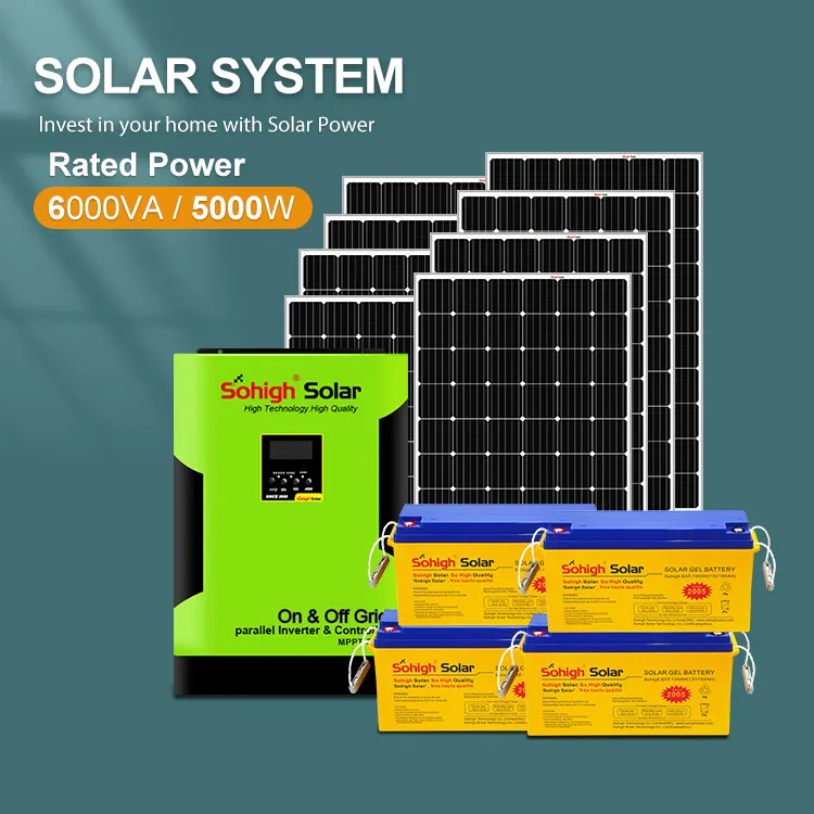 5000W 5kva Năng Lượng Off Grid Hybrid Nhà Hệ Thống Pin Bộ Dụng Cụ Đầy Đủ Hybrid Home Power Solar Panels 5kw Hệ Thống Năng Lượng Mặt Trời