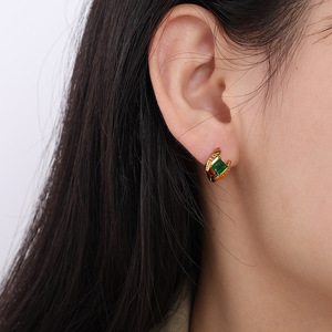 Fashion Stud <b>Earrings</b> Geometric Zinc Alloy 18K Gold Plated Stainless Steel Ear <b>Posts</b> Irregular Design Bezel Setting For Women - Product Image 4