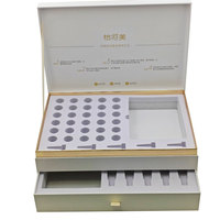 Boîte vide en papier rigide de luxe pour cosmétiques, ensemble de flacons ampoules de 1, 2, 5 ml, emballage en boîte à tiroirs à deux niveaux avec insert en EVA