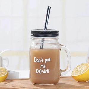 Un irrompible personalizado venta al por mayor de vidrio mason jar con <span class=keywords><strong>mango</strong></span> y gorras para beber bebida - Product Image 4