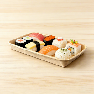 ถาดซูชิกระดาษเคลือบเกรดอาหารแบบใช้แล้วทิ้งที่เป็นมิตรกับสิ่งแวดล้อมของญี่ปุ่น กล่องใส่ผลไม้สลัดแบบกำหนดเอง กล่องซูชิกระดาษคราฟท์ - Product Image 6