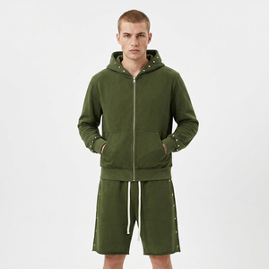 Ensemble 2 pièces pour homme de haute qualité, style streetwear américain délavé à l'acide, 100% coton, comprenant un short tricoté et un sweat à capuche Saint Vanity - Product Image 2