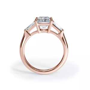 Anillo de compromiso con diamante de corte radiante de 2 quilates, oro blanco de 14K, estilo clásico, piedras laterales en forma de baguette, certificado IGI, joyería para mujer. - Product Image 4