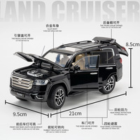 Modèle de voiture en métal moulé sous pression 1:24 Toyota Land Cruiser avec son et lumière, portes ouvrables, pour collection et décoration